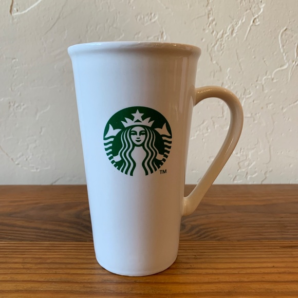 Starbucks -- White Ceramic -- Tall Mug with Cork Lid – 6" Coffee Cup - Picture 3 of 10